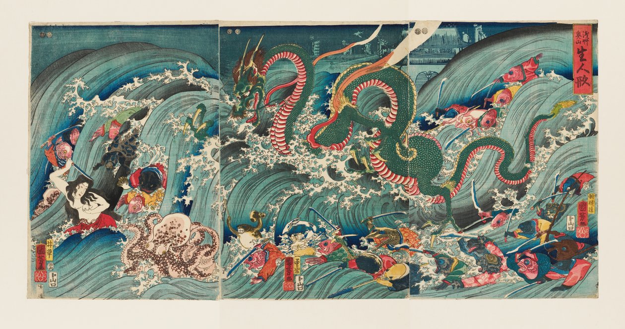 浅草の内陣に飾られた本物そっくりの人形たち 作： 歌川国芳