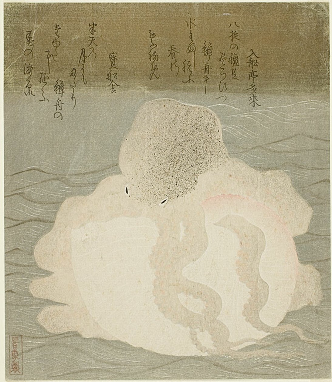 タコと貝殻 作： 歌川国芳
