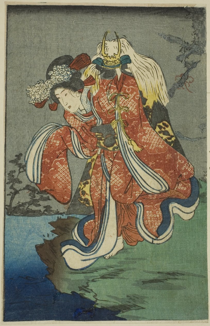 静御前 『浄瑠璃のはりまぜ鏡』 一枚 作： 歌川国芳