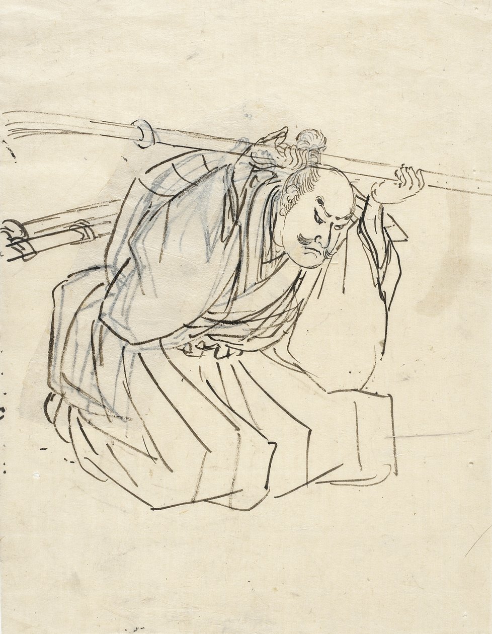 信濃左近友行の素描 作： 歌川国芳
