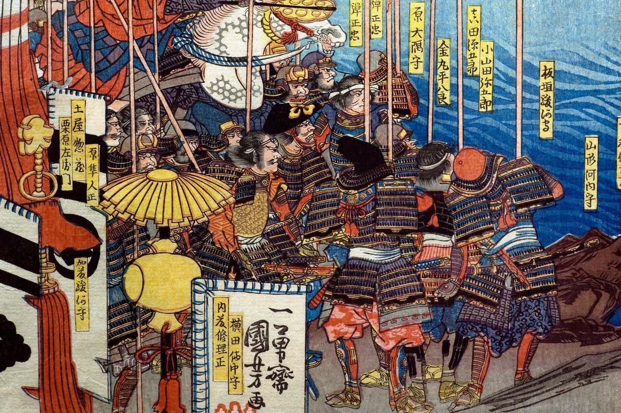 武田信玄 諏訪頼重の陣中を打ち崩す図」1850～51年頃 作： 歌川国芳