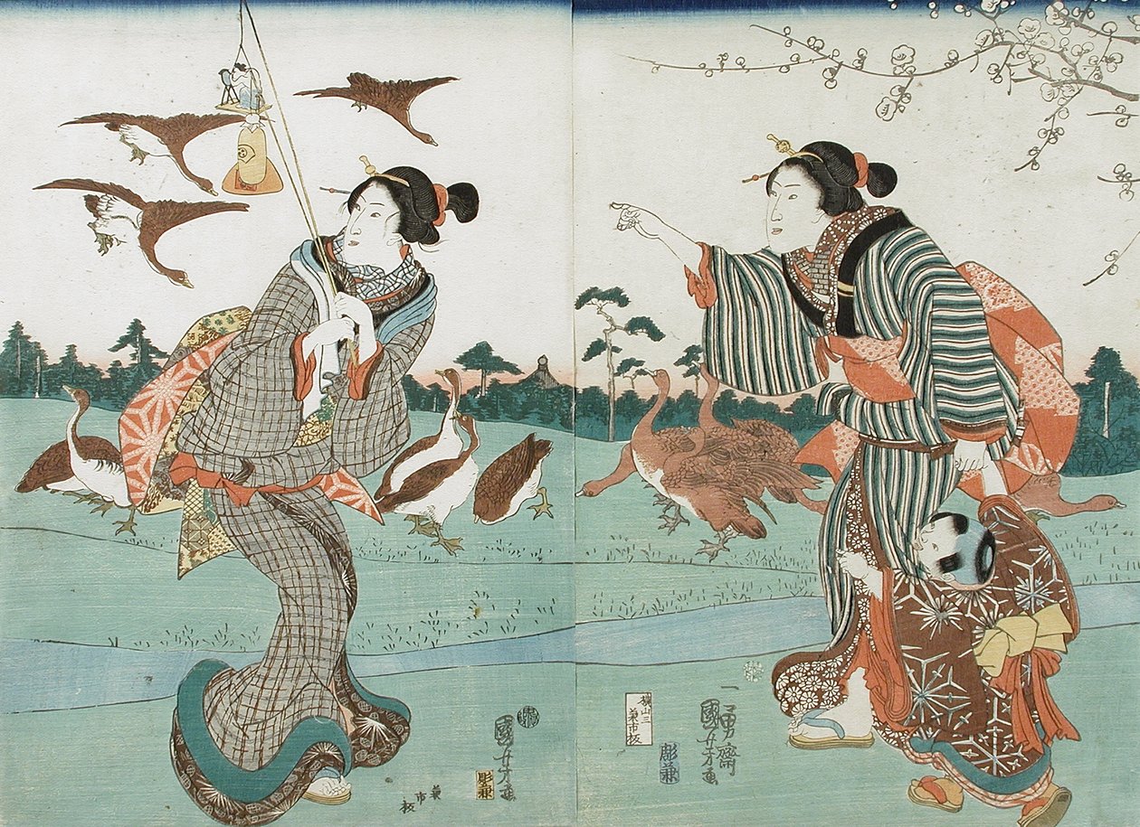 春の柳島の眺め 作： 歌川国芳