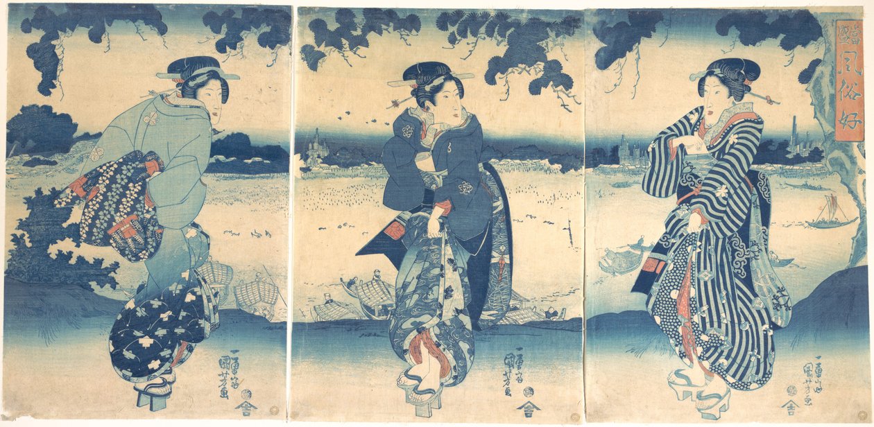 川辺の女性たち 作： 歌川国芳