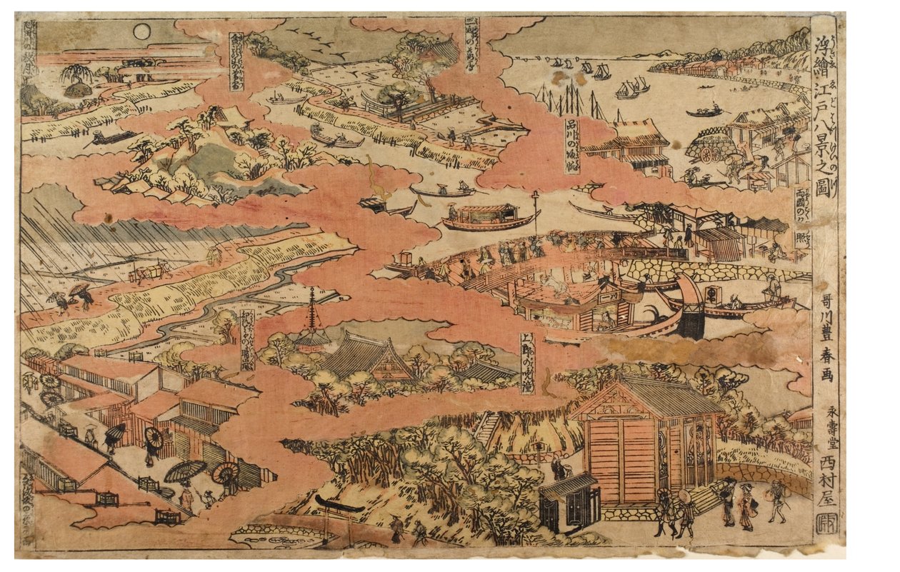 江戸八景、1770～1780年頃（紙に木版画） 作： 歌川豊春