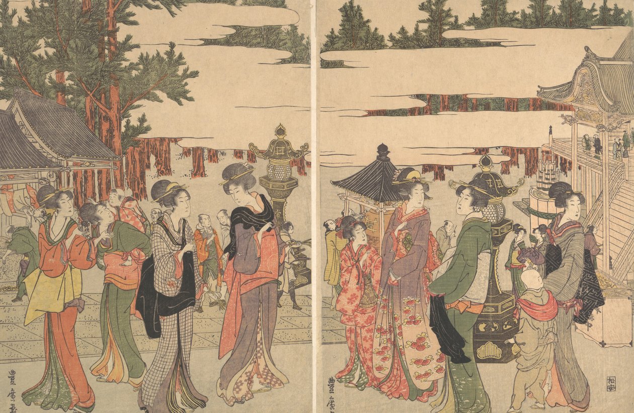 堀之内 みょーホージ 絵穂 参り の 図、 か。 １８０４。 作： 歌川豊弘