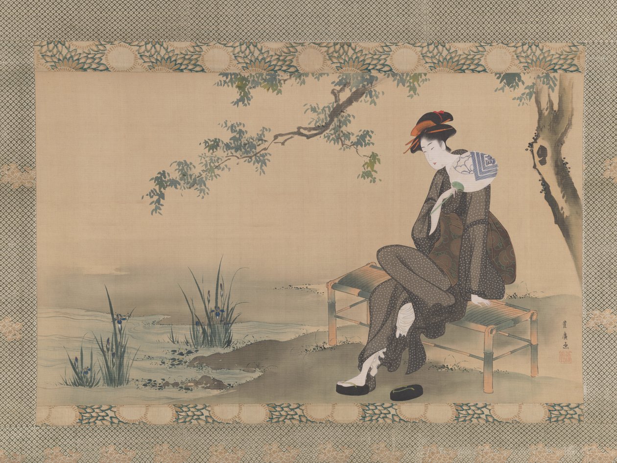 Woman Cooling Herself, ca. 1800年。 作： 歌川豊弘