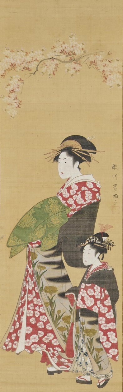 Kurtisanen unter Kirschblüten 作： 歌川豊国