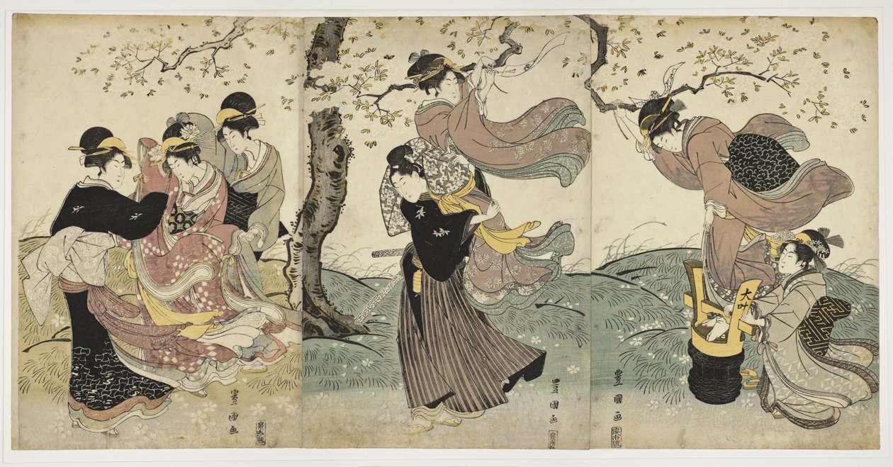 風の中の花c。 1797-1800 作： 歌川豊国