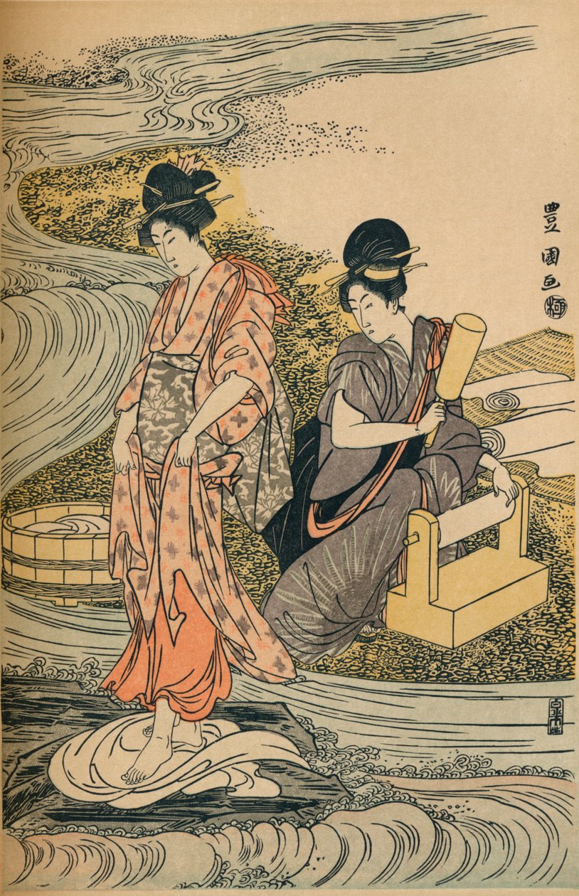 洗濯リネン、c1800 作： 歌川豊国