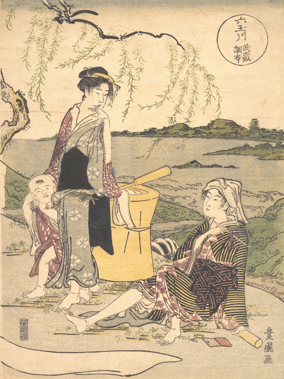 チョフ の 多摩川、 か。 １７８９。 作： 歌川豊国I