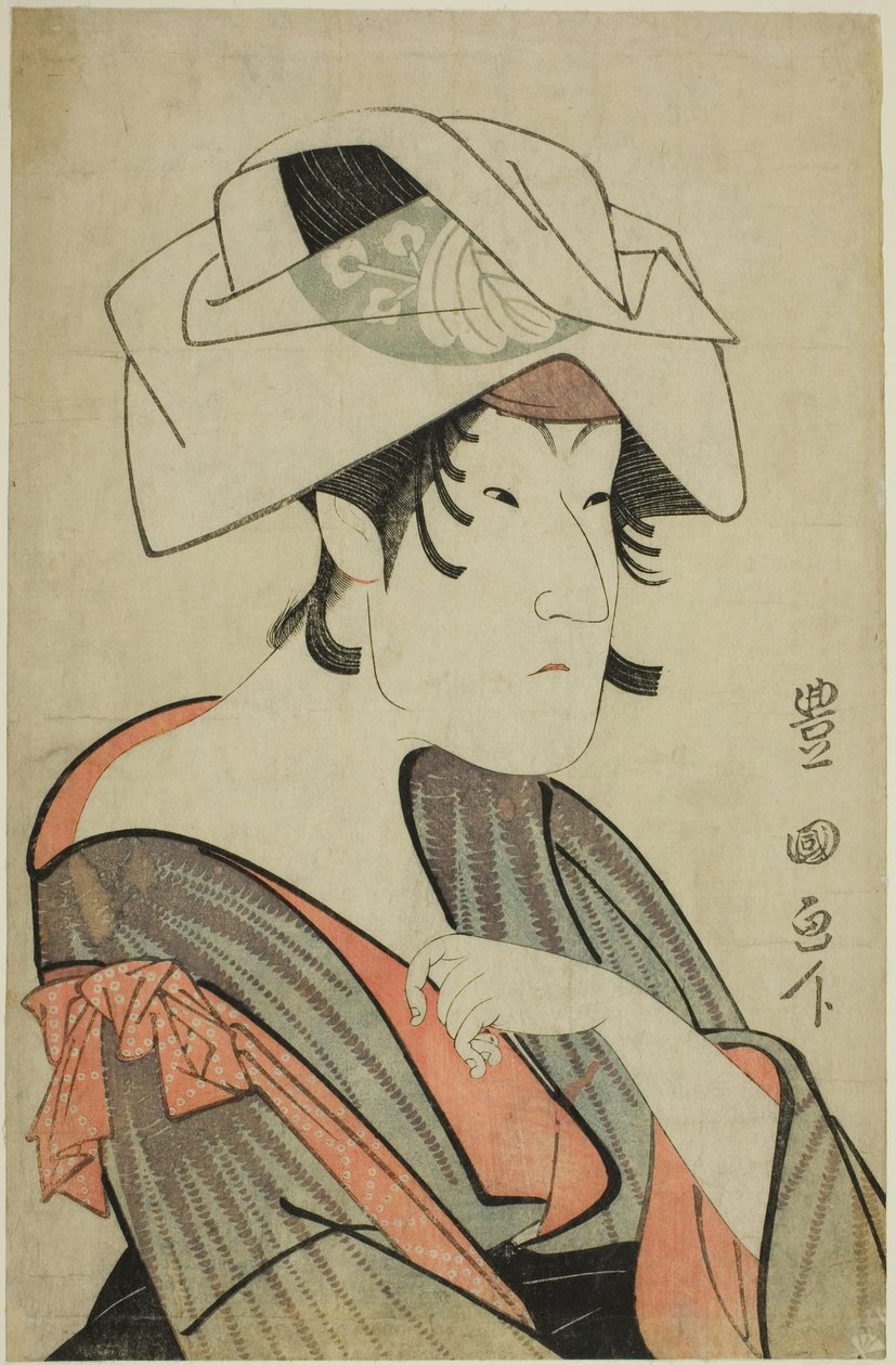 中山富三郎。 頭にタオルを巻いた女装 作： 歌川豊国I