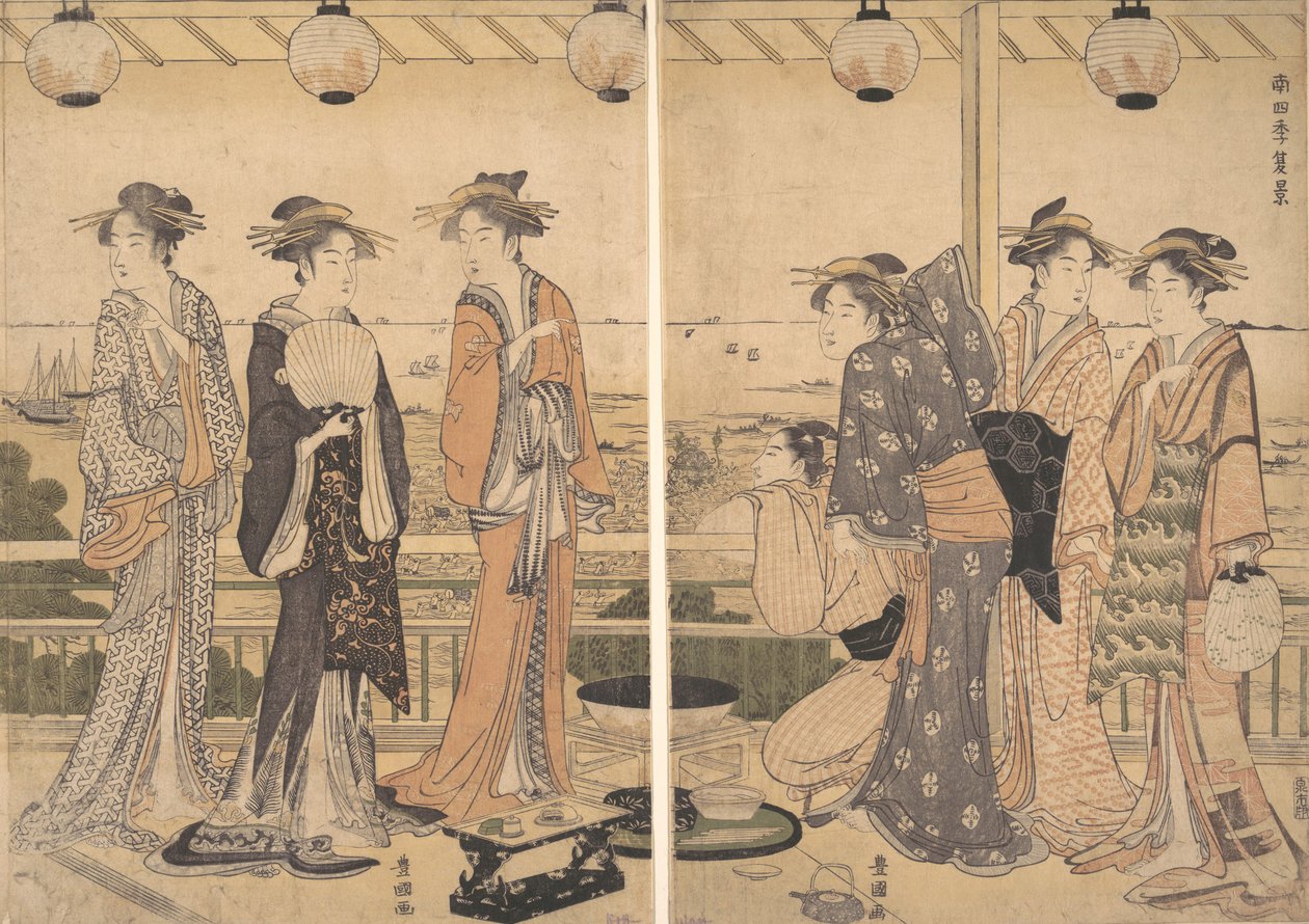 南江戸の四季。夏の風景 南式、夏の景、1780年代後半。 作： 歌川豊国I
