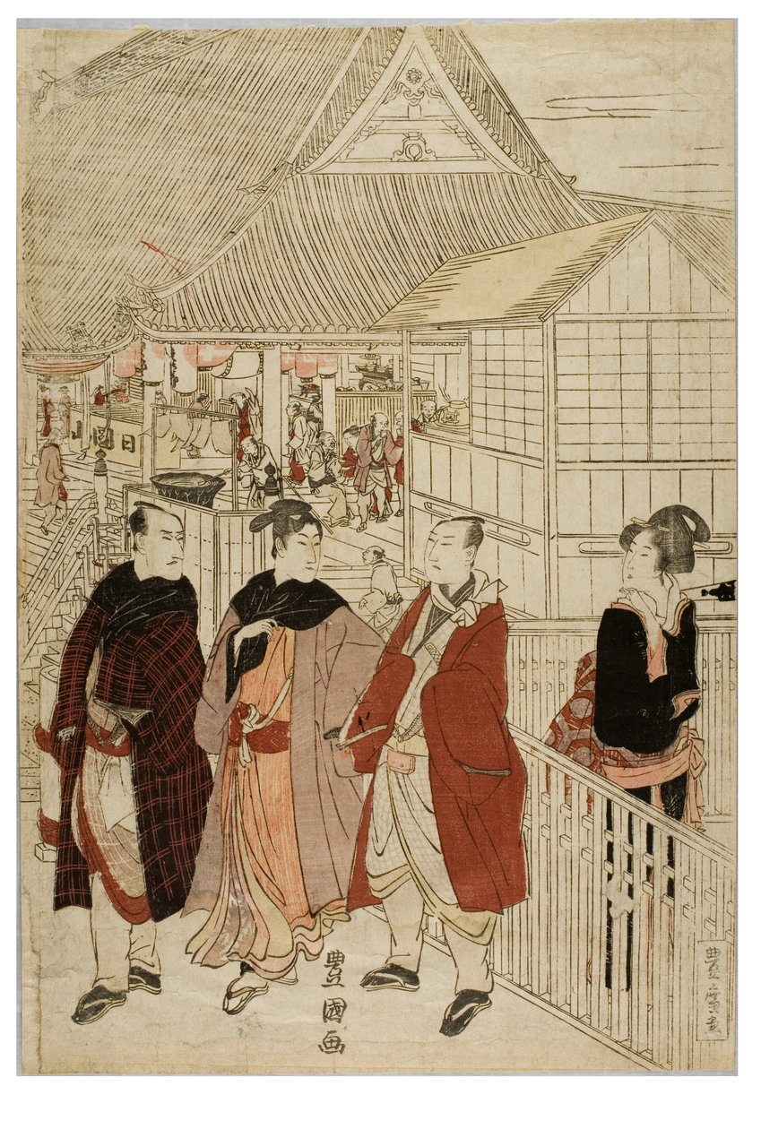 江戸、堀之内の妙法寺への新年の巡礼、1804〜1810年頃（紙に木版画） 作： 歌川豊国歌川豊広