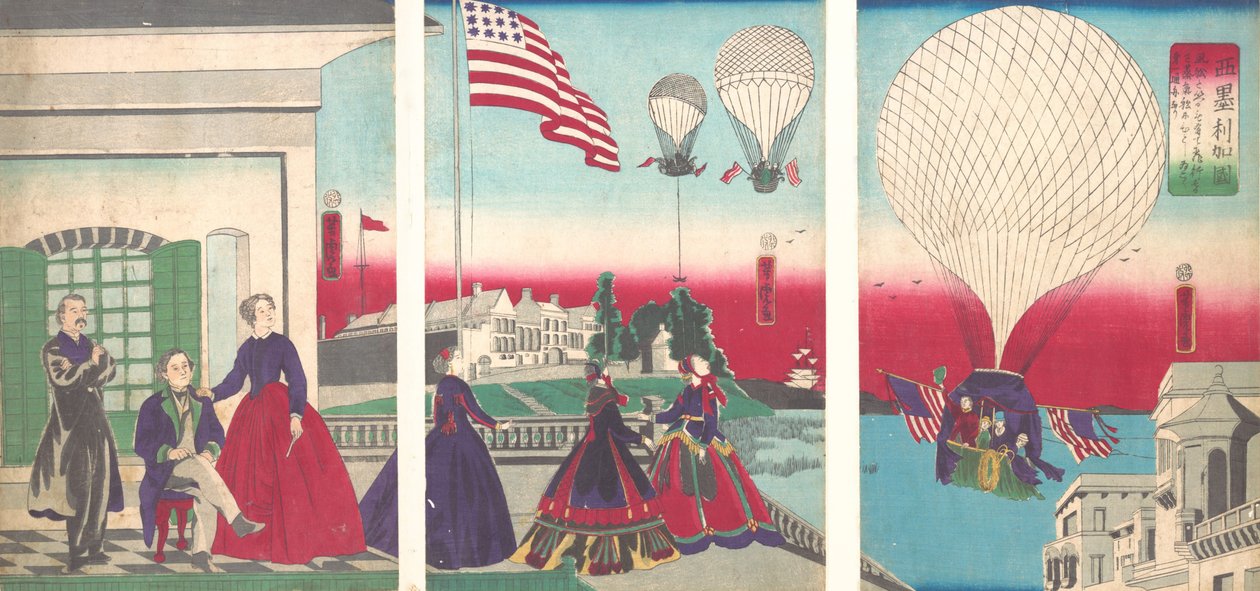 アメリカの気球上昇アメリ力、1867年。 作： 歌川吉虎