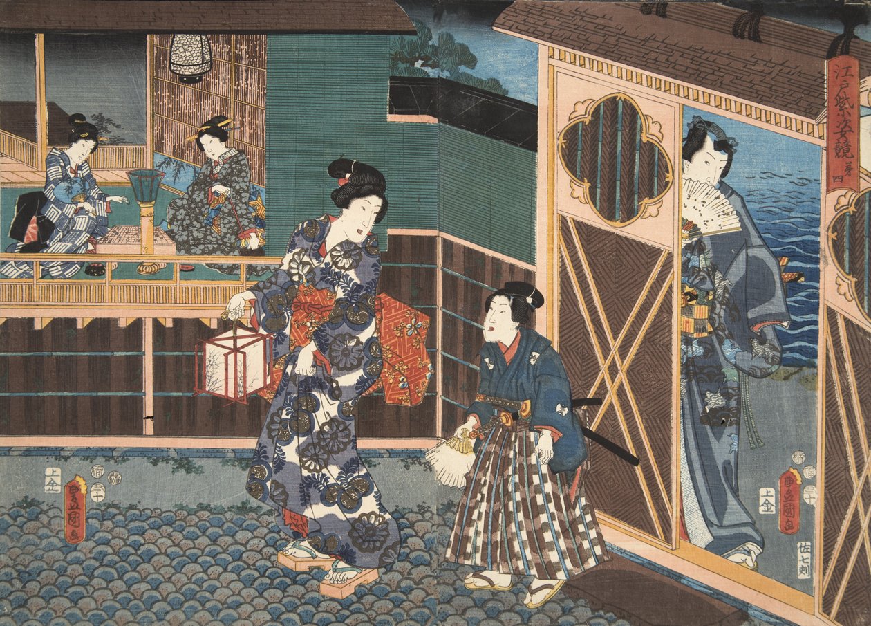 紫渋福（b。978）による 『源氏物語』の場面c。 1860（カラー木版画） 作： 歌川・豊国国芳