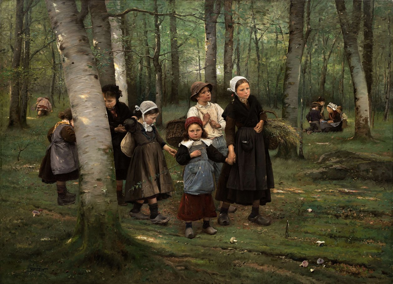 森の中の子供たち、1891年。 作： ヴァーツラフ・ブロジク