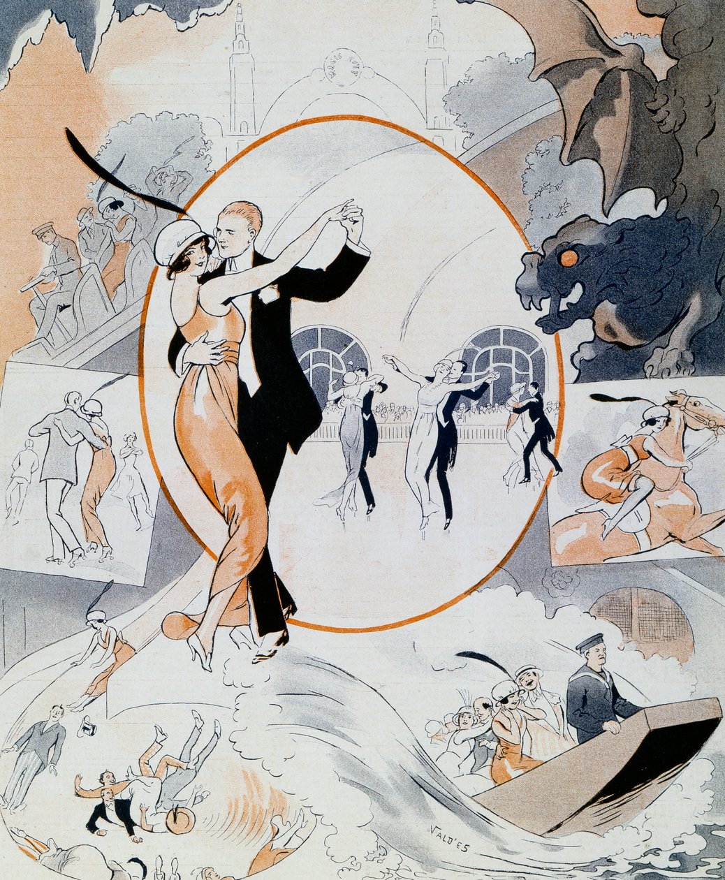 ダンスシーン（『La Vie Parisienne』誌より、フランス 作： ヴァルデス ヴァルデス