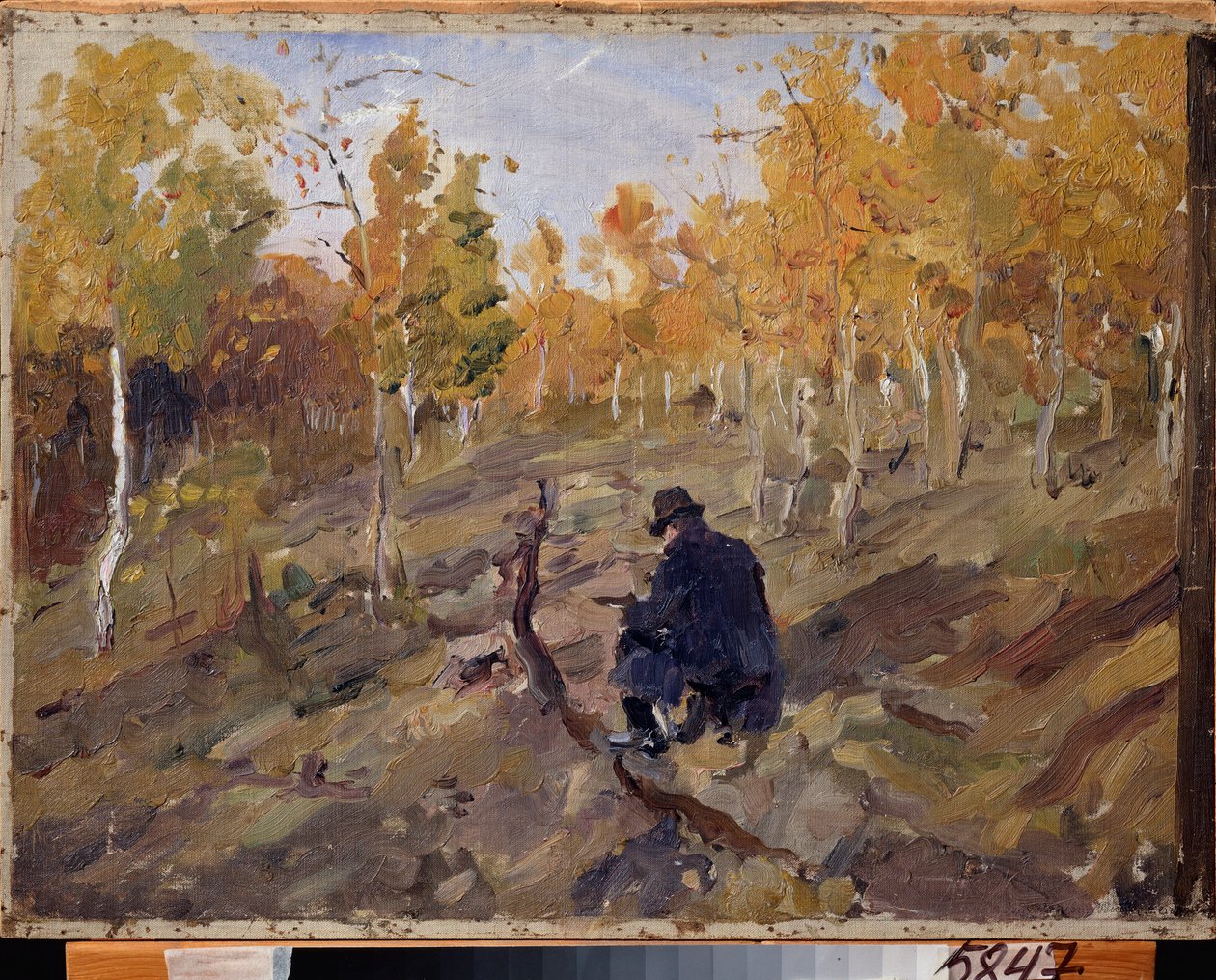 コンスタンティン・コロビン (コンスタンチン・コロビン) (1861-1939) の仕事中。 Valentin Alexandrovich Serov（1865-1911）による絵画、キャンバスに油彩 作： バレンティン・アレクサンドロビッチ・セロフ