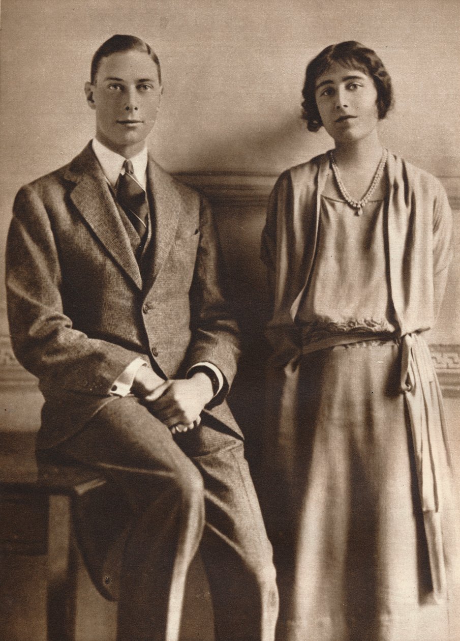 「婚約発表時のレディ・エリザベス・ボウズ・リヨンとヨーク公」、1923年 作： ヴァンディク