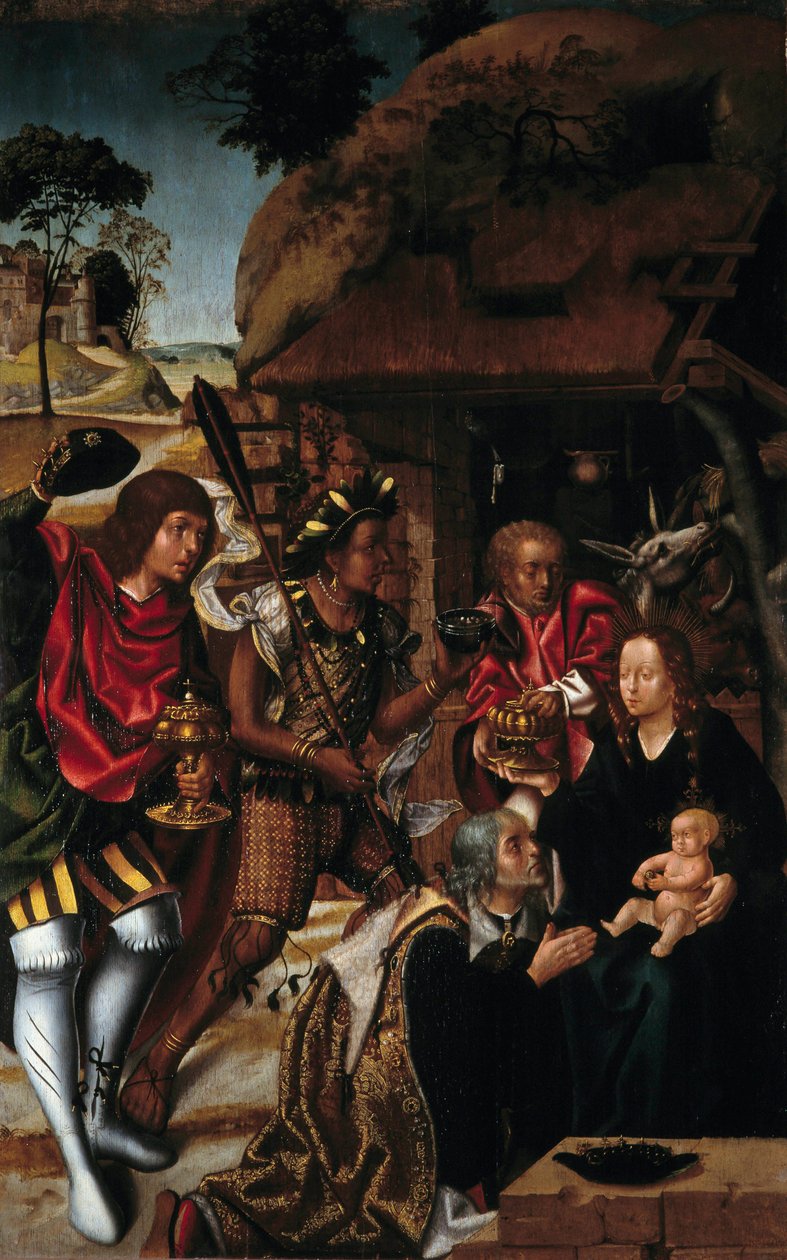 東方三博士の礼拝 - Vasco Fernandes (Grao Vasco) によるポルトガル絵画 (v1480-v1543) 作： バスコ（c.1475 c.1542）フェルナンデス