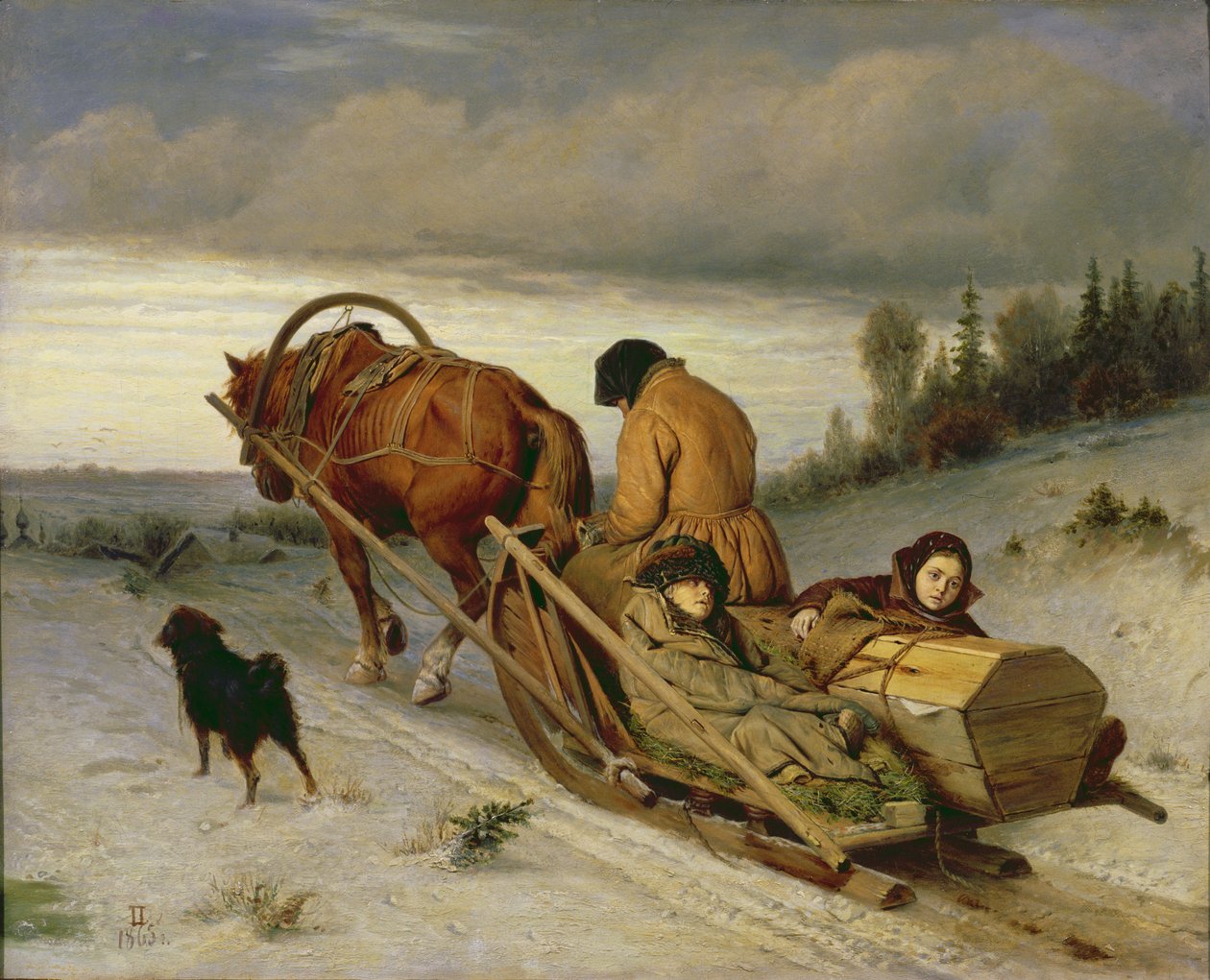 死者を見送る、1865 作： Vasili Grigorevich Perov