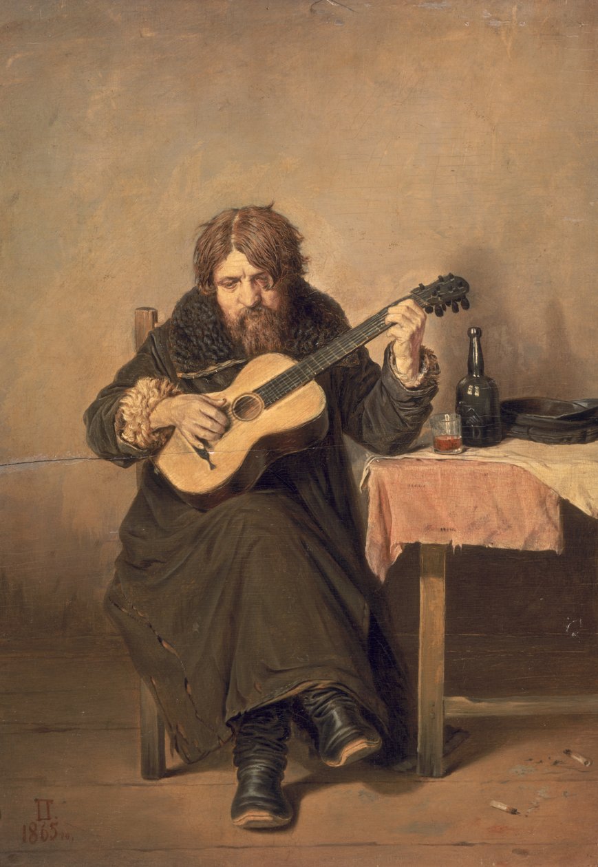 未亡人のギター奏者、1865年 作： Vasili Grigorevich Perov