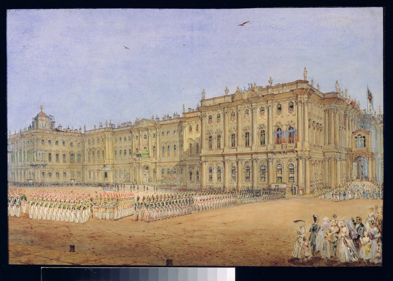 1840年代のサンクトペテルブルクの冬の宮殿でのレビュー 作： ヴァシリ・セメノビッチ・サドヴニコフ