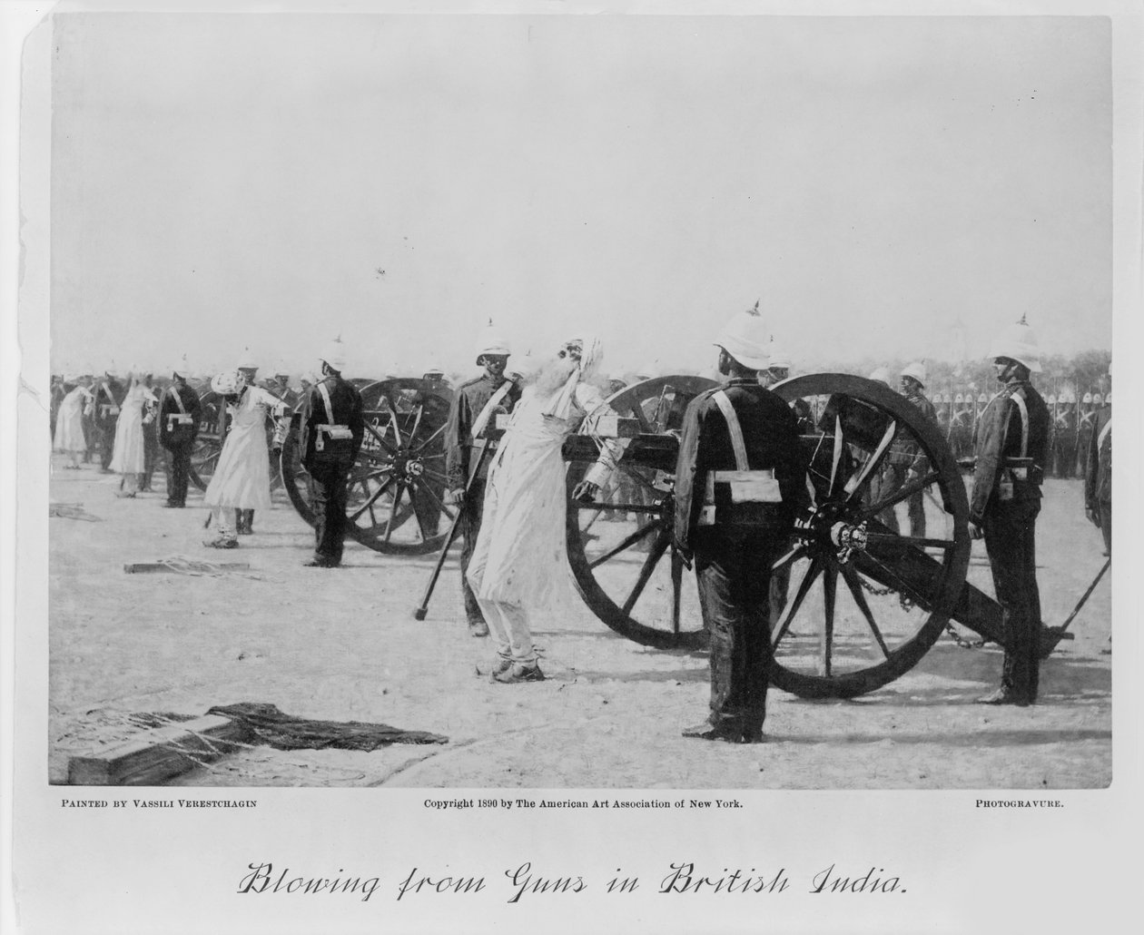 イギリス領インドの銃からの爆撃c。 1890 作： ヴァシリ・ヴァシリエヴィチ・ベレシチャギン