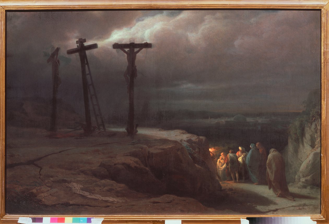 カルバリーの夜 - Vasili Petrovich Vereshchagin (Vassili Vereshchagin) (1835-1909) による絵画、キャンバスに油彩 作： ヴァシリ・ヴァシリエヴィチ・ベレシチャギン
