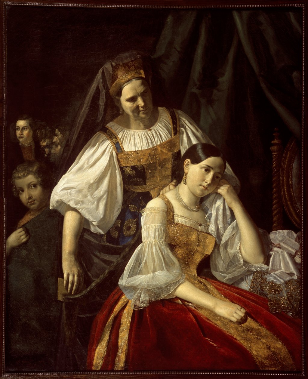 「旅行の準備」 ヴァシリー・フェクリストフ (フェクリストフ) 作 (19 世紀) 1848 年薄暗い 141x114 cm 国立ロシア美術館、サンクトペテルブルク (ペテルブルグ) 作： ヴァシリー・フェクリストフ