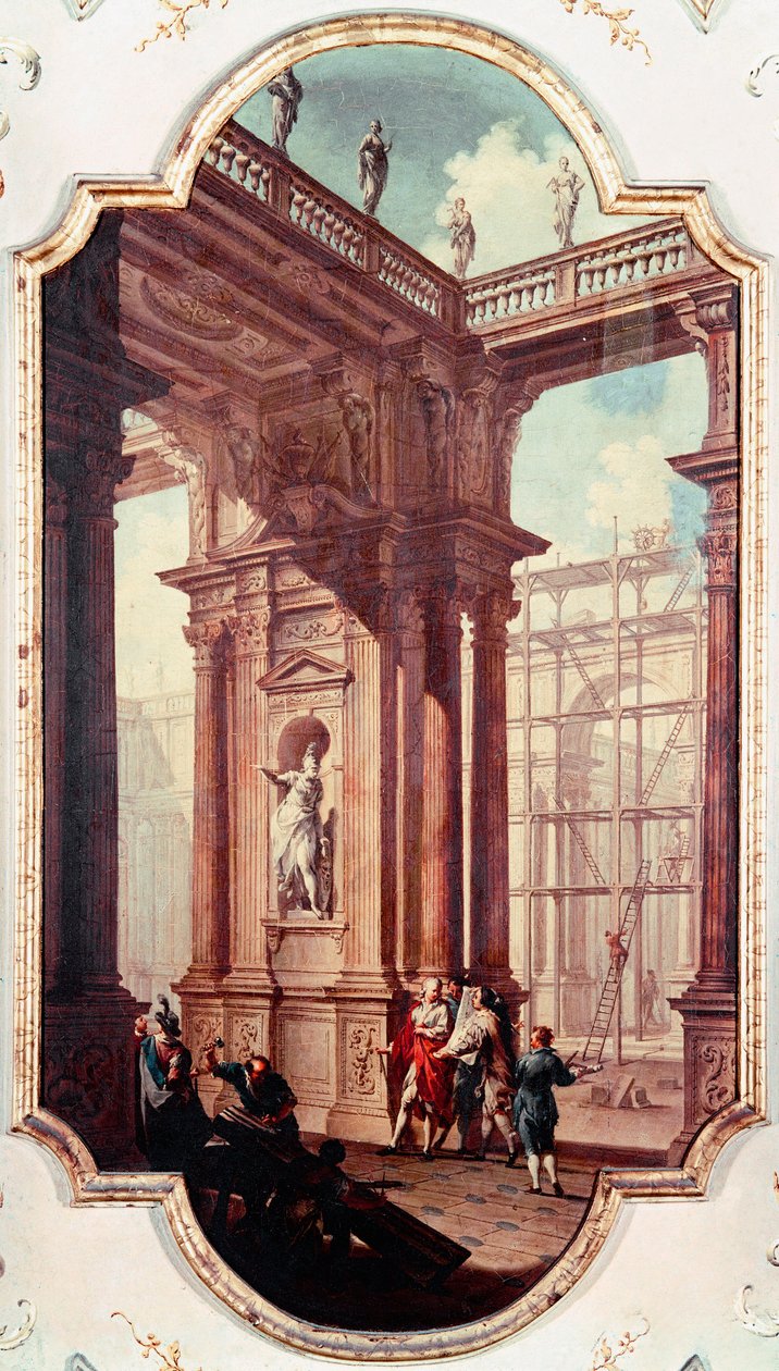 ヴェネツィアの別荘の建設現場 ヴェネツィア派の絵画。18世紀