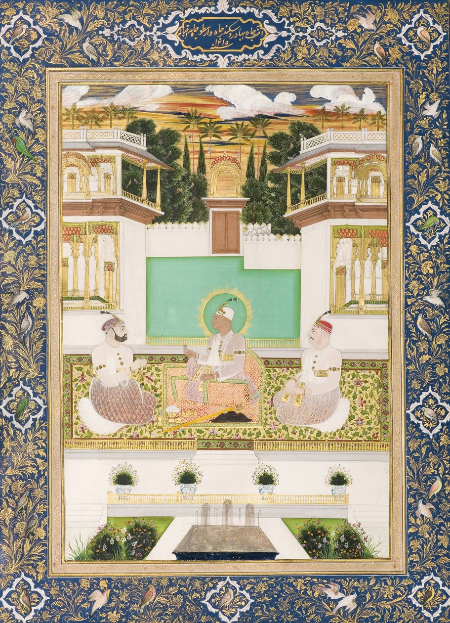 Nizam Ali Khan、Aristu JahおよびSikandar Jah、1800-1801（紙に不透明なトイレとゴールド） 作： ベンカッチェラム