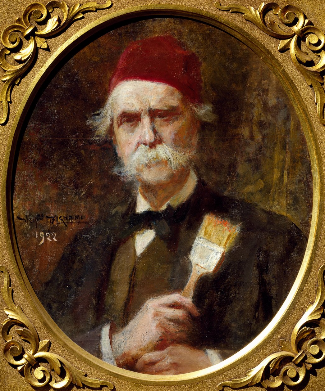 ヴェスパシアーノ・ビニャーミ（1841-1929）の自画像、油彩、キャンバス、55x62cm 作： ヴェスパジアノ・ビニャーミ