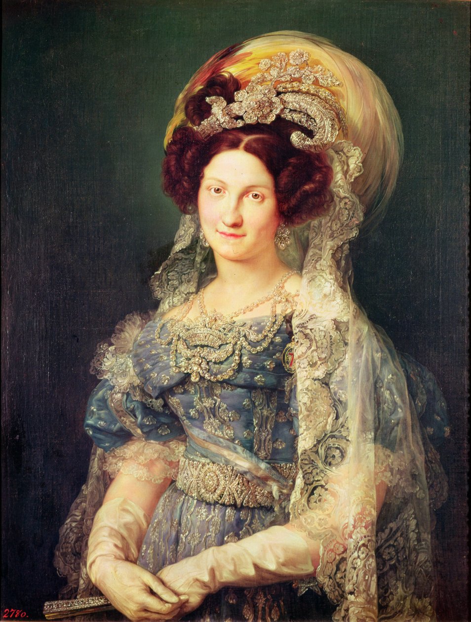 マリア・クリスティーナ・ド・ブルボン＝シチレ（1806-78）スペインの女王、1829年頃 作： ビセンテ・ロペス・イ・ポルタナ