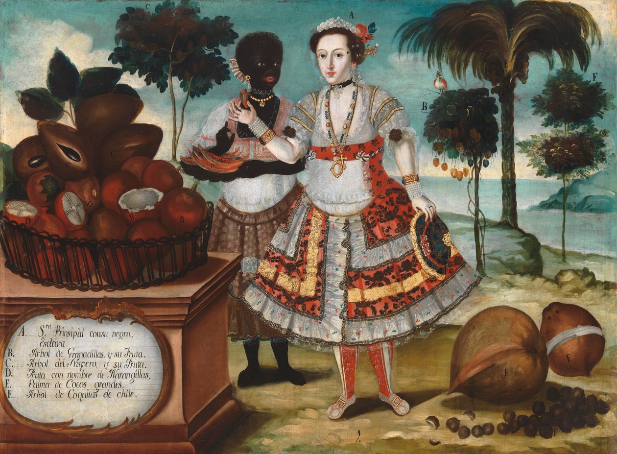 彼女の黒い奴隷を持つ高貴な女性、1783年頃（キャンバスに油彩） 作： ビセンテ・アルバン