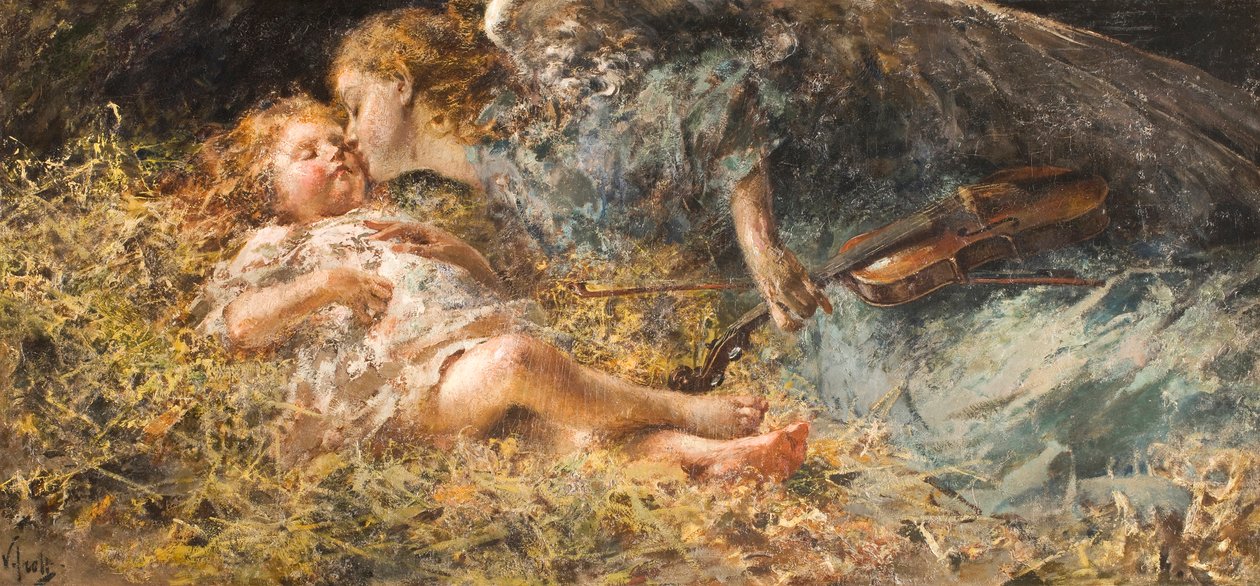 音楽家の天使 ヴィンチェンツォ・イローリ（1860-1949）の絵画 1900年 個人蔵 作： ヴィチェンツォ・イロリ