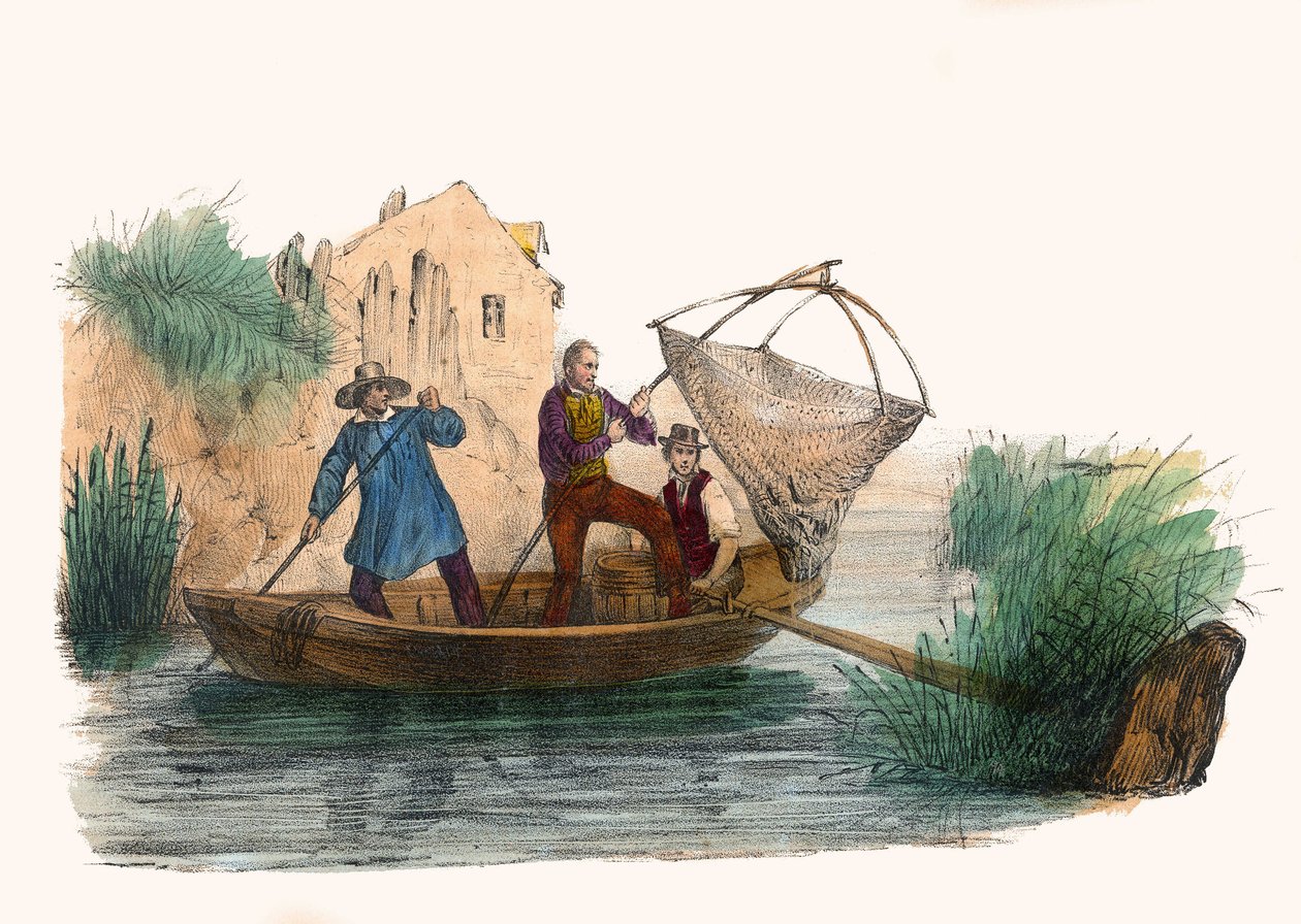 La Peche. ヴィクトル・アダムが描いた「グロテスク・アルバム、傑出したタイプの選択」の中で、1850年頃にパリで制作された。 作： ビクター・アダム