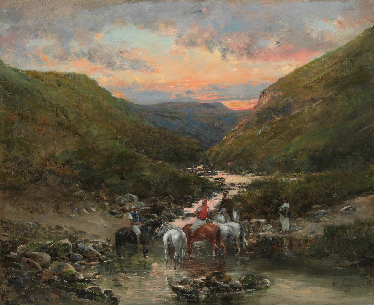 1890年1900年、ビスクラ近くの峡谷。 作： ビクター・ヒューゲ