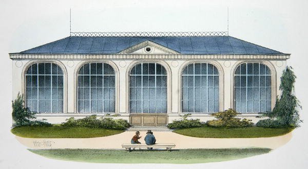 ベロンブル（ブルゴーニュ地方）のオランジュリーのイラスト（1895年頃、パリで出版された「Habitations Champetres」より）（クロモリト 作： ビクタージャン-バプティスト（後）プチ