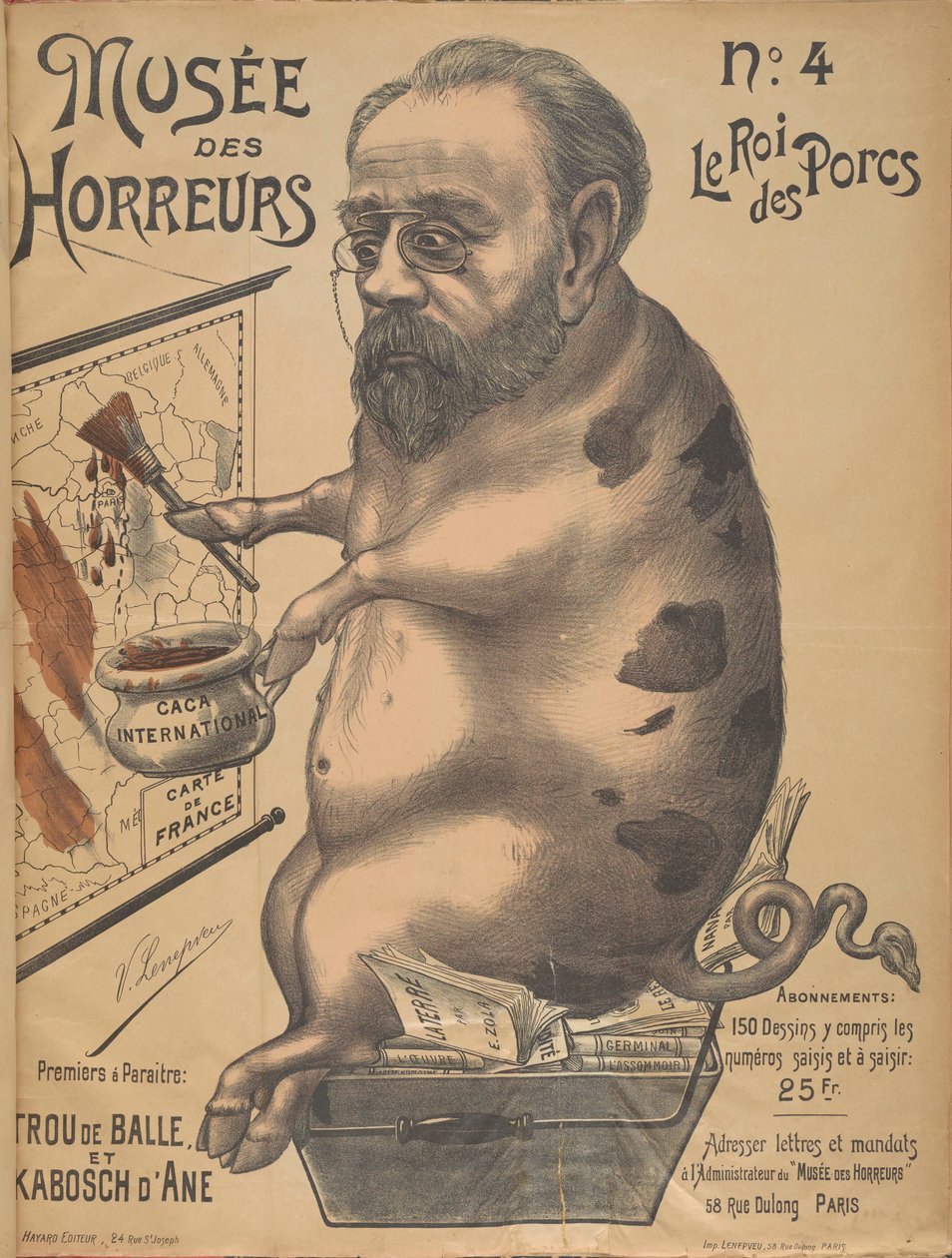 恐怖の博物館 恐怖のギャラリー: エミール・ゾラ、1899年。 作： ビクター・ルヌヴヴェウ