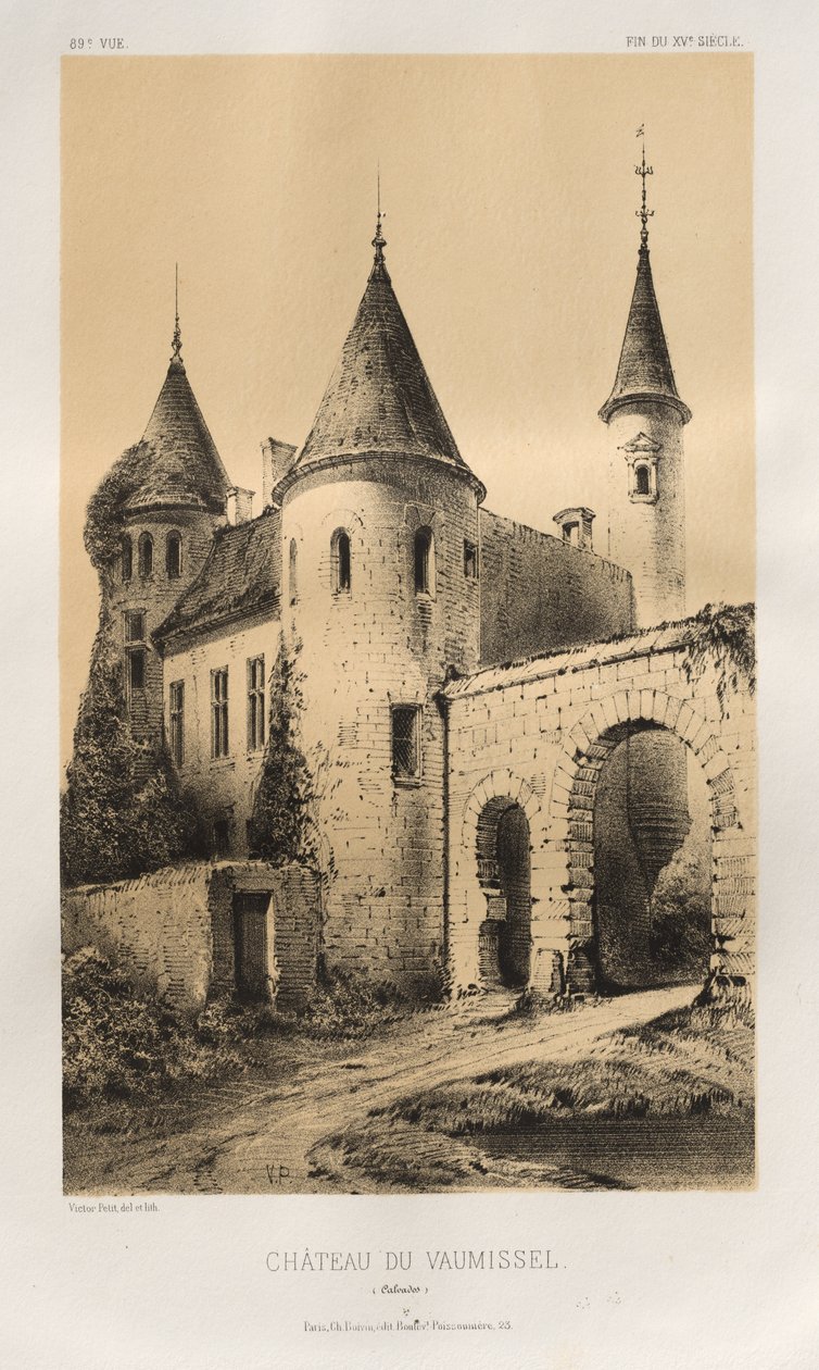 15 世紀の美しい建築物やモニュメント。 そしてXVI。 世紀: 15世紀と16世紀のフランスの城: Pl. 89, Château du Vaumissel (Calvados) 作： ビクタープチ