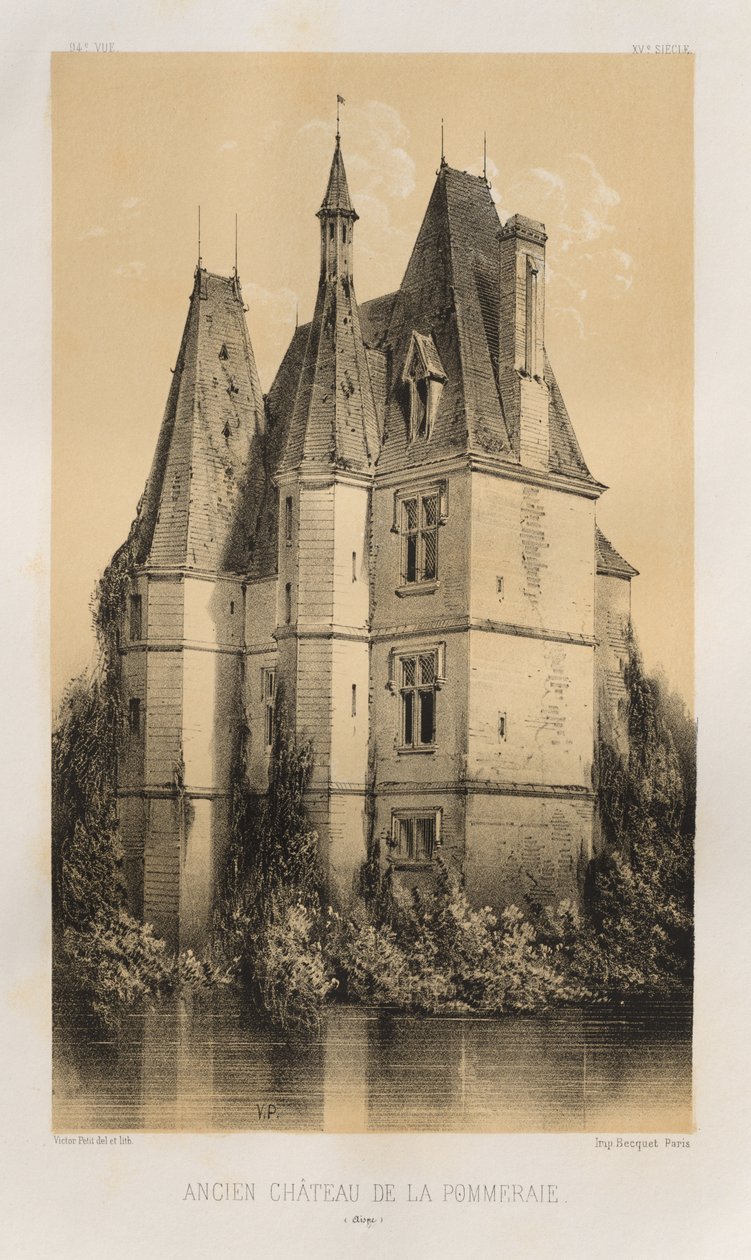 15 世紀の美しい建築物やモニュメント。 そしてXVI。 世紀: 15 世紀と 16 世紀のフランスの城 世紀: Pl. 94, Old Château de la Pommeraie (Aisne) 作： ビクタープチ