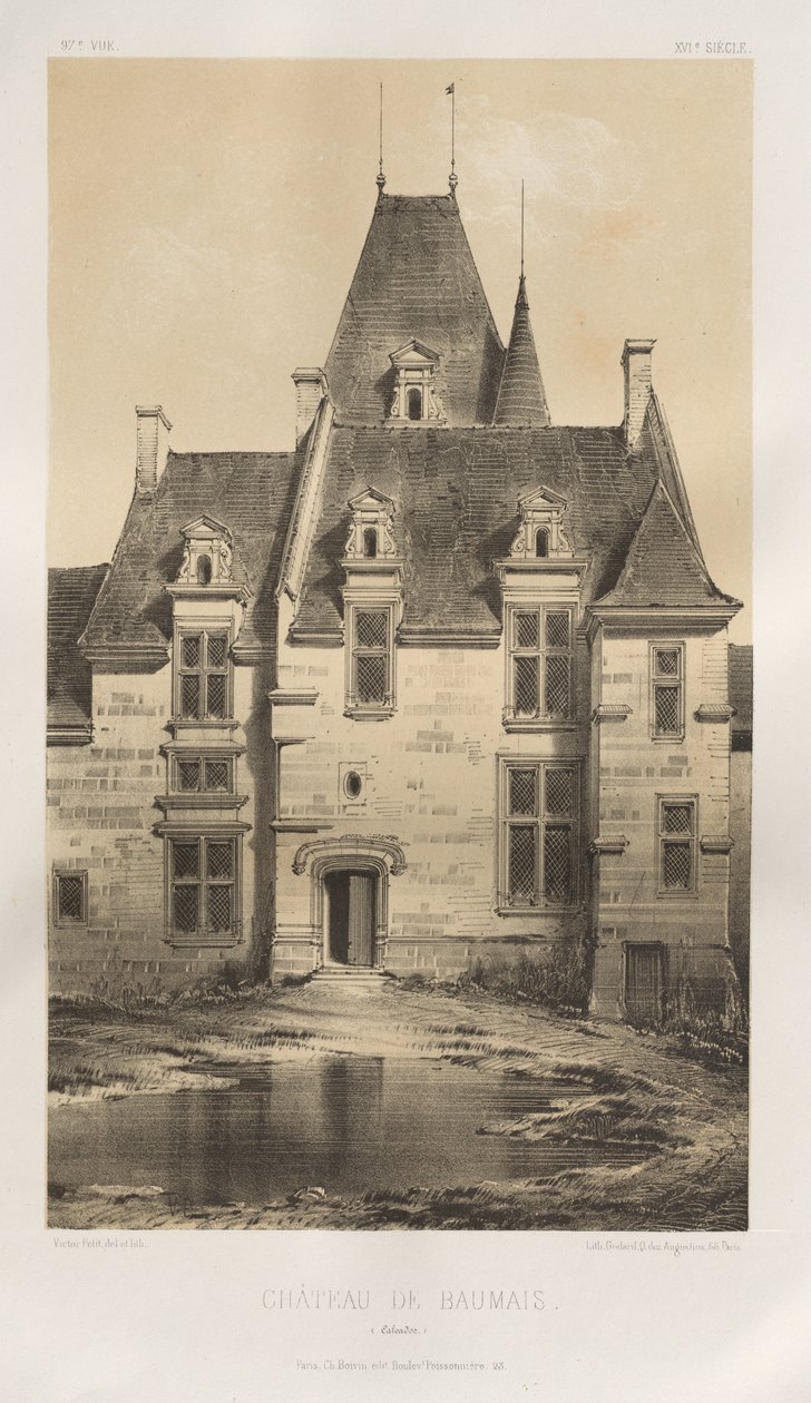 15 世紀の美しい建築物やモニュメント。 そしてXVI。 世紀: 15 世紀と 16 世紀のフランスの城: Pl. 97、シャトー ド ボーメ (カルヴァドス) 作： ビクタープチ