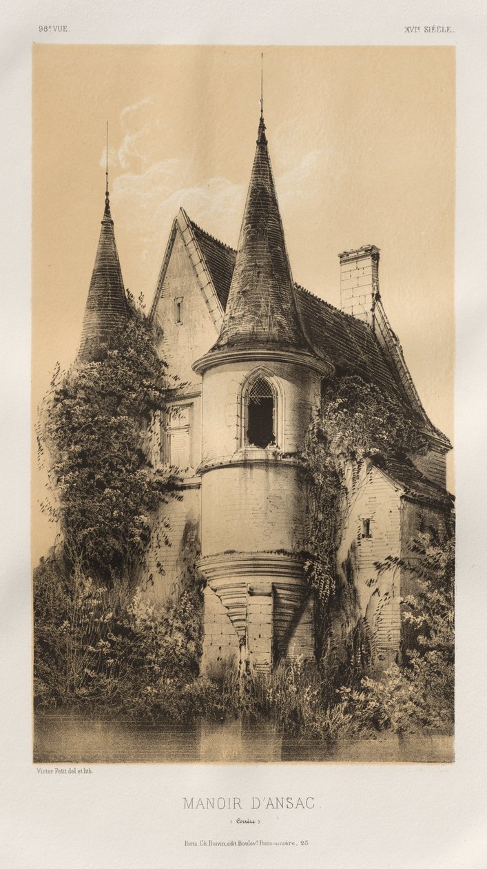 15 世紀の美しい建築物やモニュメント。 そしてXVI。 世紀: 15世紀と16世紀のフランスのシャトー 世紀: Pl. 98, Manoir d