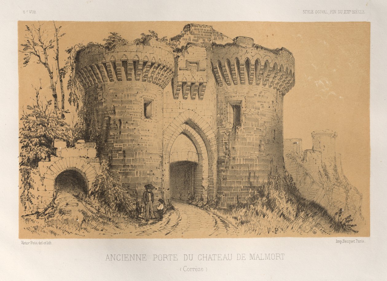 ... Pl。6、1860年、Chateau De Malmort Correzeのオールドドア。 作： ビクタープチ