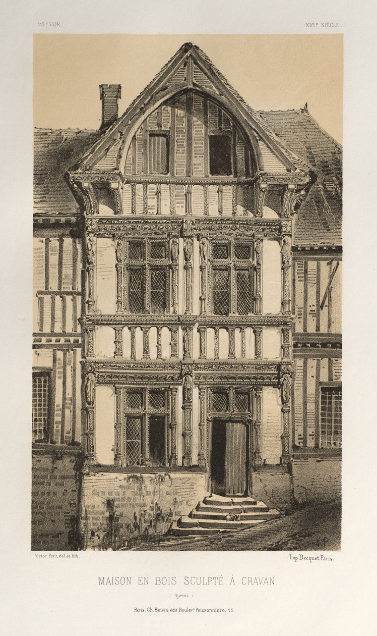 ... Pl 25、Maison En Bois Sculpte A Cravan Yonne、1860年発行。 作： ビクタープチ