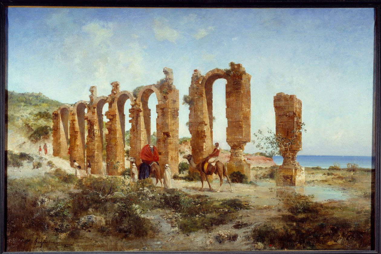 シェルシェル（アルジェリア）のローマ時代の水道橋。ヴィクトル・ピエール・ユゲ（1835-1902）による絵画 作： ビクター・ピエール・ユゲ