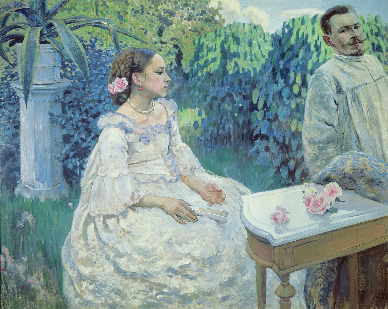 姉のエレナ・ボリソワ=ムサトバとのアーティストの自画像、1898 作： ヴィクトル・エルピディフォロヴィチ・ボリソフ・ムサトフ