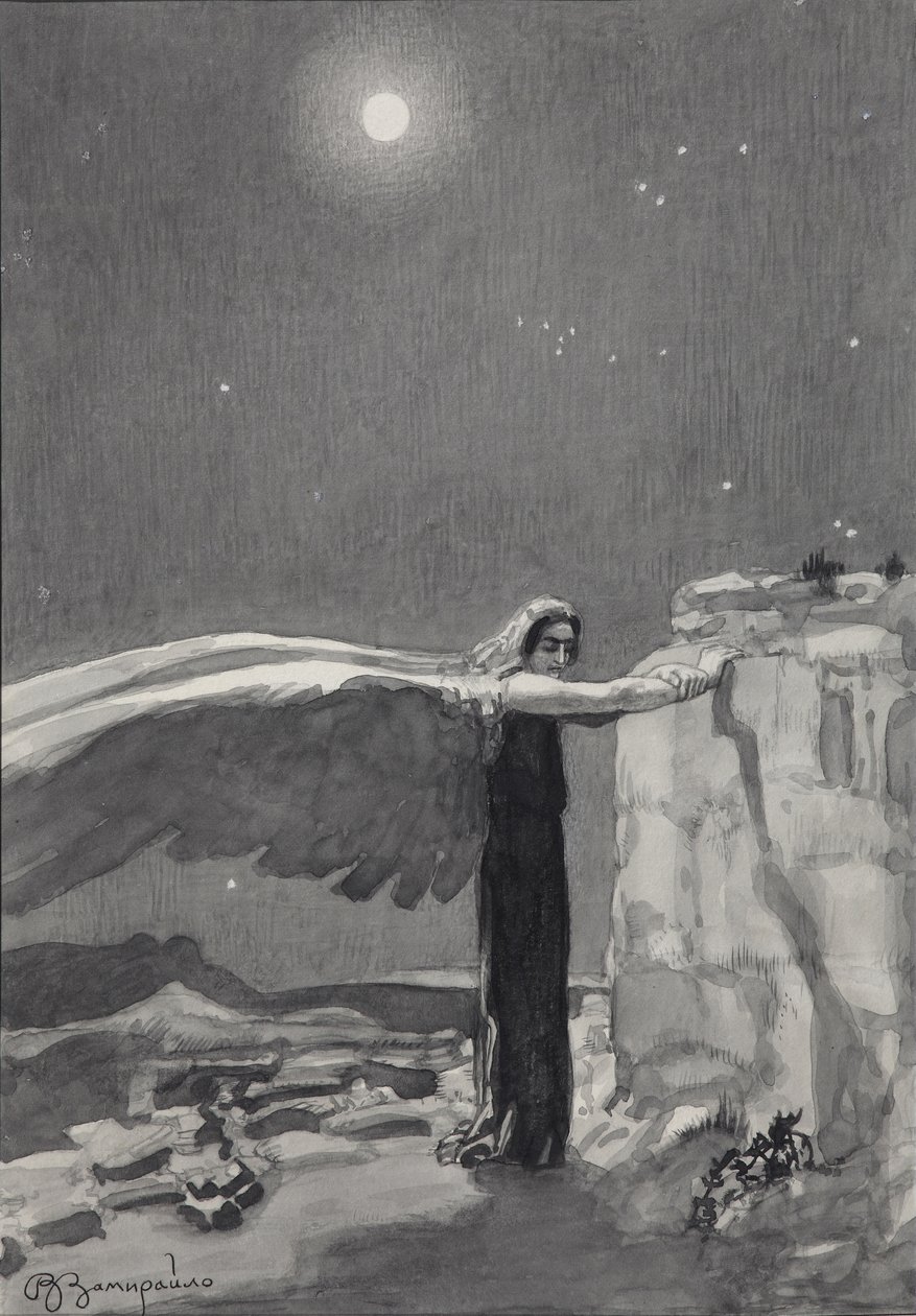 ミハイル・レールモントフの詩「悪魔」の挿絵、1913-1914年 作： Viktor Dmitrievich Zamiraylo