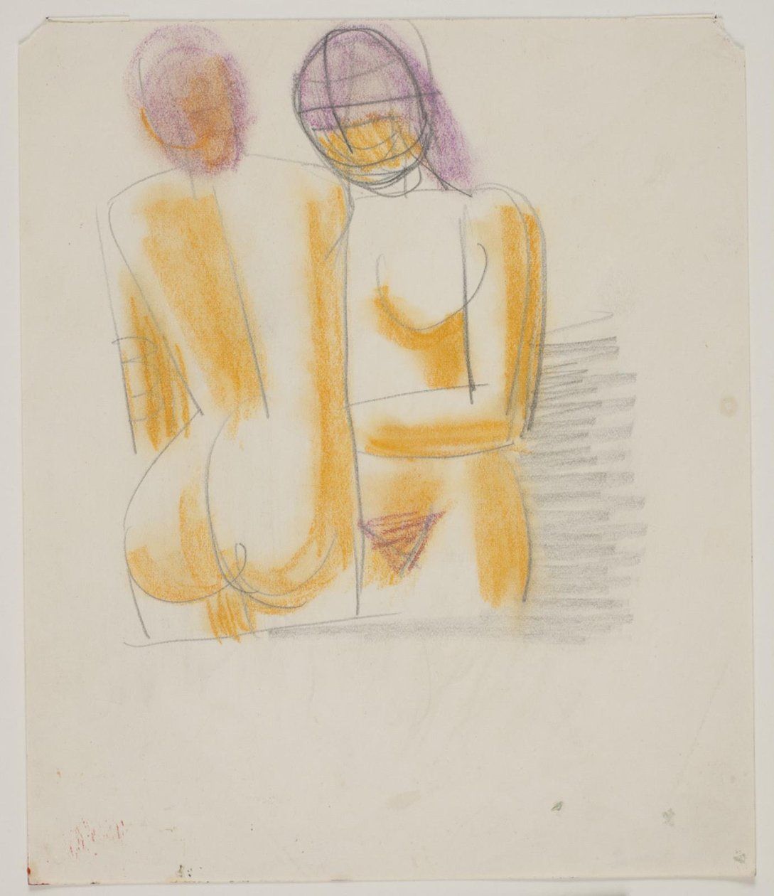 立っている裸の女性 2 人との構図研究 作： Wilhelm Lundstrom